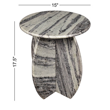 Venus 15" Contemporary Natural Marble Handmade X-Shaped End Table - JONATHAN Y